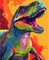 Colorful Dinosaur Paint by Numbers for Adults Beginner, Animal Paint by Number Kits, DIY Oil Painting Paint by Number Kits on Canvas Arts Craft for Home Wall Decor 16x20 Inch